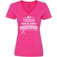 thumbnail image 3 of Inktastic My Friend is a Survivor Breast Cancer Awareness Women's V-Neck T-Shirt, 3 of 5