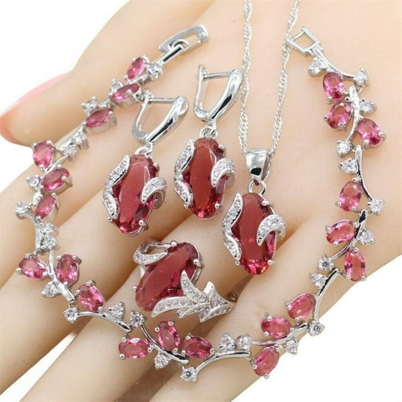 Giffor 5pcs Luxury 18K Plated Gold Formal Jewelry Set For Women,Stud Earrings, Bracelet,Rings And Necklace Set,For Weddings,Party,Mother's Birthday Gifts