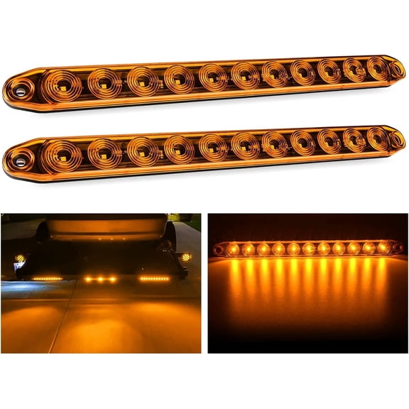 Nilight 2Pcs 16inch 11 Led Amber Trailer Marker Bar Stop Brake Turn Signals Tail Light DOT Compliant for Truck Trailer