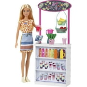 Barbie Fashion Doll & Smoothie Bar Playset with Fruit & Blender Accessories, Blonde Hair