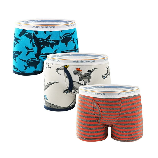 WEIYLL Garçons Lot de Boxeurs Mignons à Imprimé Animal Shorts Confortables 3 Pcs Bleu Bas pour Bébé sous-Vêtements Taille 150