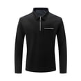 thumbnail image 3 of Afdoent Mens Polo Shirts Long Sleeve Color Block Lapel Quarter Zip Shirt Classic Casual Holiday Shirts Tops For Business Comfy, 3 of 5