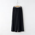 thumbnail image 4 of WULMLEO Women's Linen Wide Leg Pants Casual Summer Bottoms with Drawstring Black L, 4 of 4