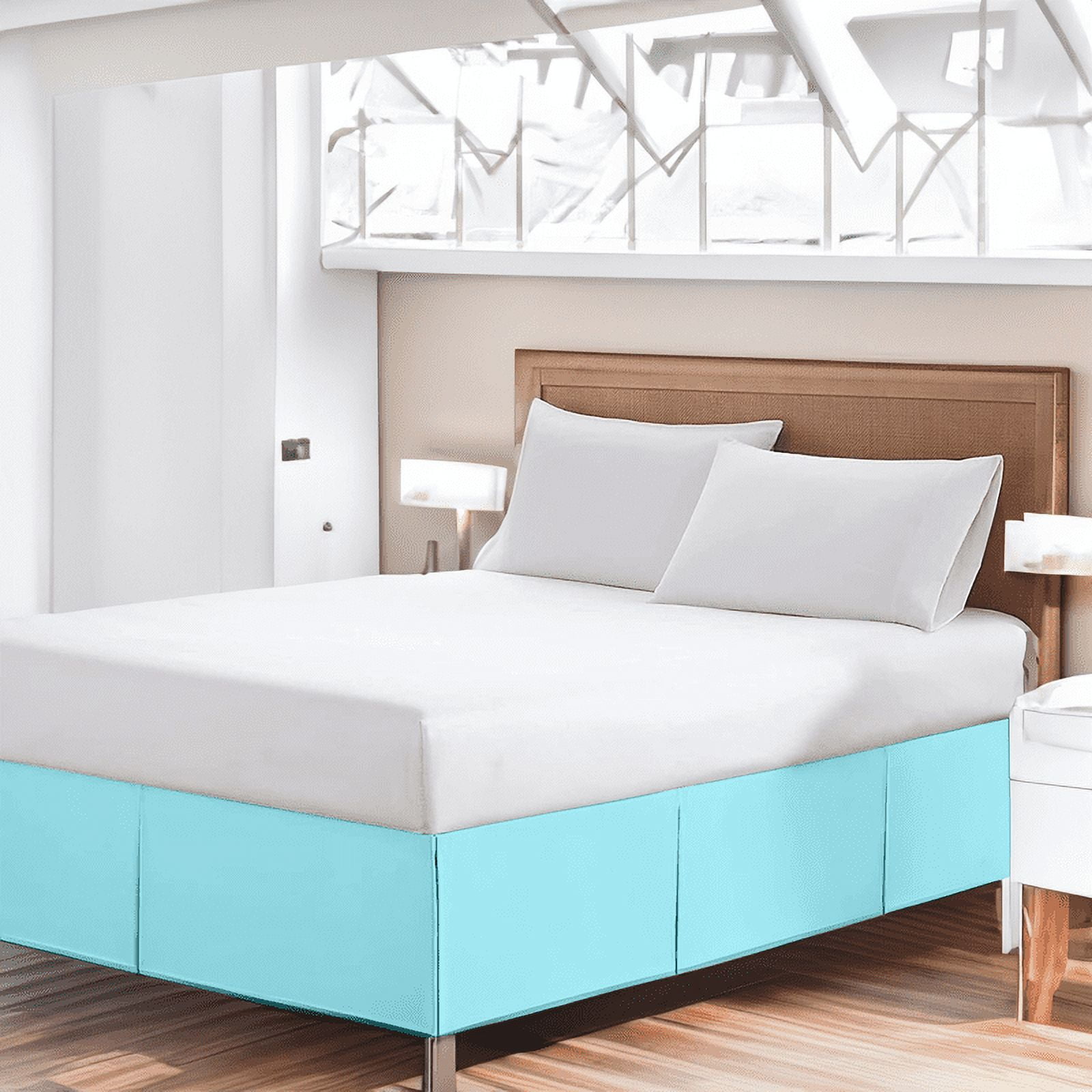 EASYCOT 800 Thread Count 100% Egyptian Cotton Hotel Quality Luxurious Box Pleated Bed Skirt Easy Fit with&nbsp;16" Drop Length ( Aqua Blue , Twin )