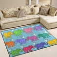 thumbnail image 2 of 5'3" x 4' (63 x 48 inch) Area Rug, Pad Elephants Taking Shower Nursery Rugs Floor Mat for Kids Playing Room Living Room Bedroom, 2 of 6