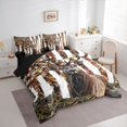 thumbnail image 2 of Castle Fairy Vintage Distressed Flag Deer King Bedding 7pcs,Retro American Flag King Bed in a Bag,Red White Ochre,Black Reversible, 2 of 7