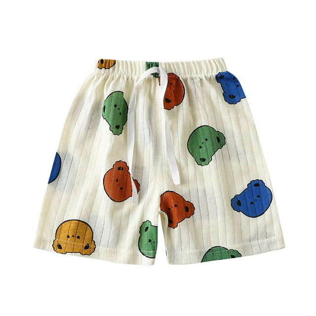 Odeerbi 1-6 Años Niños Niñas Verano Pantalones Cortos Pijama Algodón Lindo Estampado Oso Pantalones Cortos Transpirable Casual