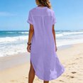 thumbnail image 3 of Xuyuer Summer Dress for Womens Casual Loose Midi Dresses Turndown Collar Button DownShort Sleeve Sleeveless Shirt Beach Cover Up, 3 of 8