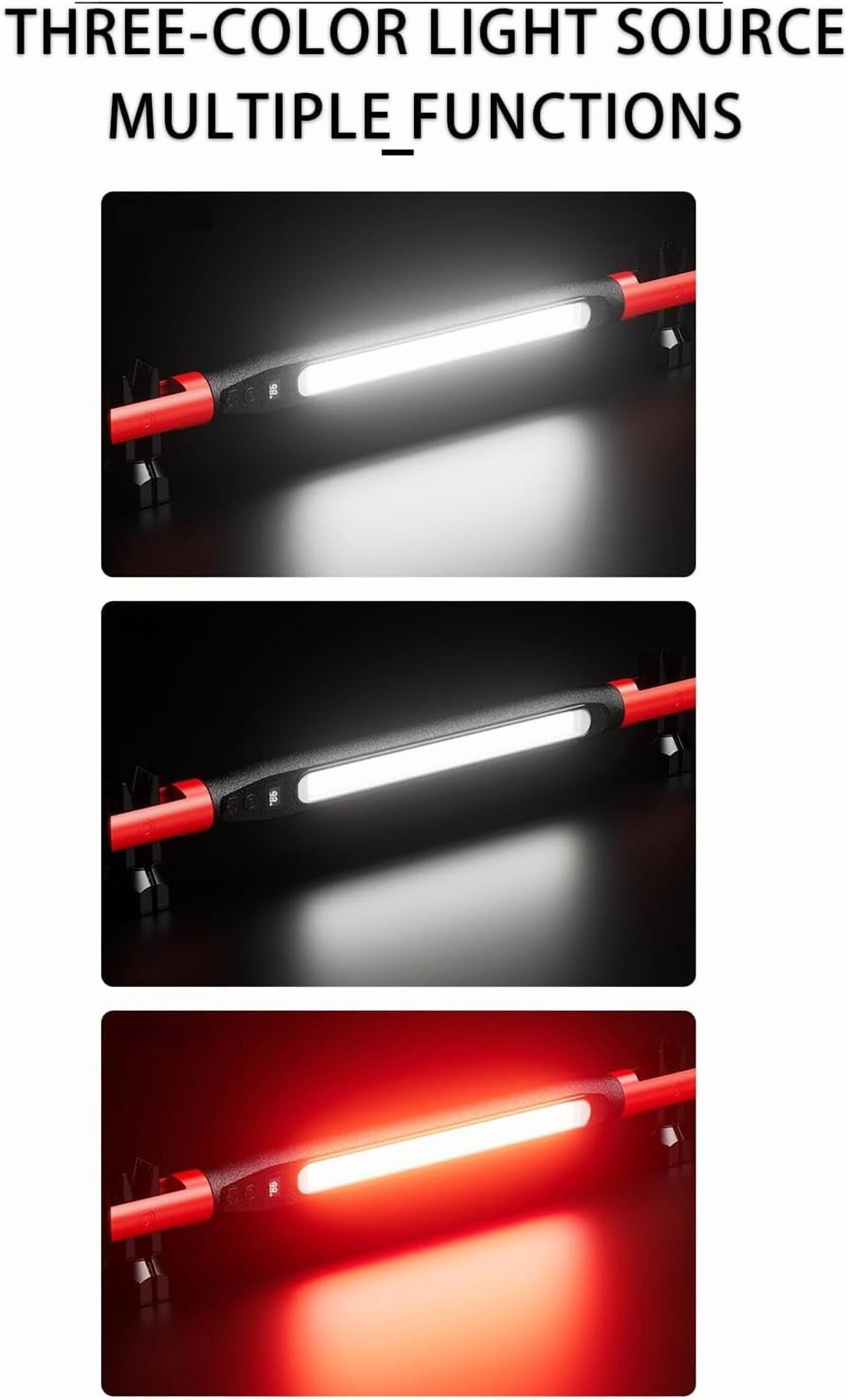 3000 Lumens Rechargeable Work Light, Ip54 Waterproof 360° Rotat 9.2 in Powerful Light 6.5 Hour Under Hood Work Light Bar, Magnetic Shop Light Rechargeable with Rotat Hook Perfect for Worker (1PC)