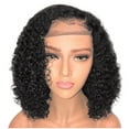 thumbnail image 2 of EARKITY Short Bob Curly Hd Invisible Lace Front Wigs Side Deep Part Human Hair Wigs For Black Woman Pre Plucked Hair Short Deep Wave Transparent Lace Wigs 150% Density, 2 of 4