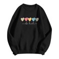 thumbnail image 3 of Daznico Women's Classic Ribbed Crew Neck Pullover Sweatshirt Multi Pattern Heart Graphic Drop Shoulder Long Sleeve Soft Loose Top for Daily,XL, 3 of 3