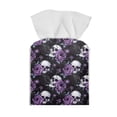 thumbnail image 2 of Psesaysky Waterproof Tissue Box Holder, Square PU Leather Tissue Box Cover, Purple Rose Skull Decorative Facial Paper Organizer Dispenser for Bathroom, Night Stands, Desk, 5.1X5.1X5.5'', 2 of 7