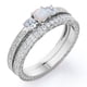 thumbnail image 1 of JeenMata Anillo de Bodas Estilo Catedral Eduardiano Art Déco con Ópalo Australiano de 1,75 ct y Moissanita, Pasado, Presente y Futuro, en Oro Blanco de 18 K sobre Plata, 1 of 6