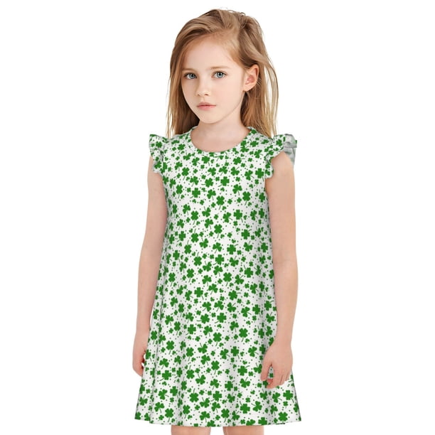 Balery St Patrick's Day4 Camisón de princesa para niñas, pijama de algodón con mangas abullonadas, suave y bonito.-X-Large