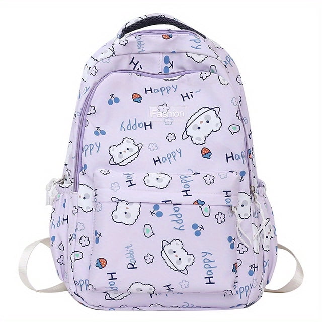Mochila Con Estampado De Oso De Dibujos Animados, Estilo Preppy Kawaii, Bolsa Escolar, Mochila De Viaje Casual Para Adolescentes