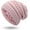 Pink, variant on Womens Winter Warm Knitted Hat Satin Silk Lined Cable Knit Beanie Chunky Slouchy Skull Cap Pink