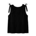 thumbnail image 4 of ClodeEU Women's V Neck Sleeveless Tie-Shoulder Blouse ,Loose Fit Casual Summer Top Black,Women's Plus XL, 4 of 8