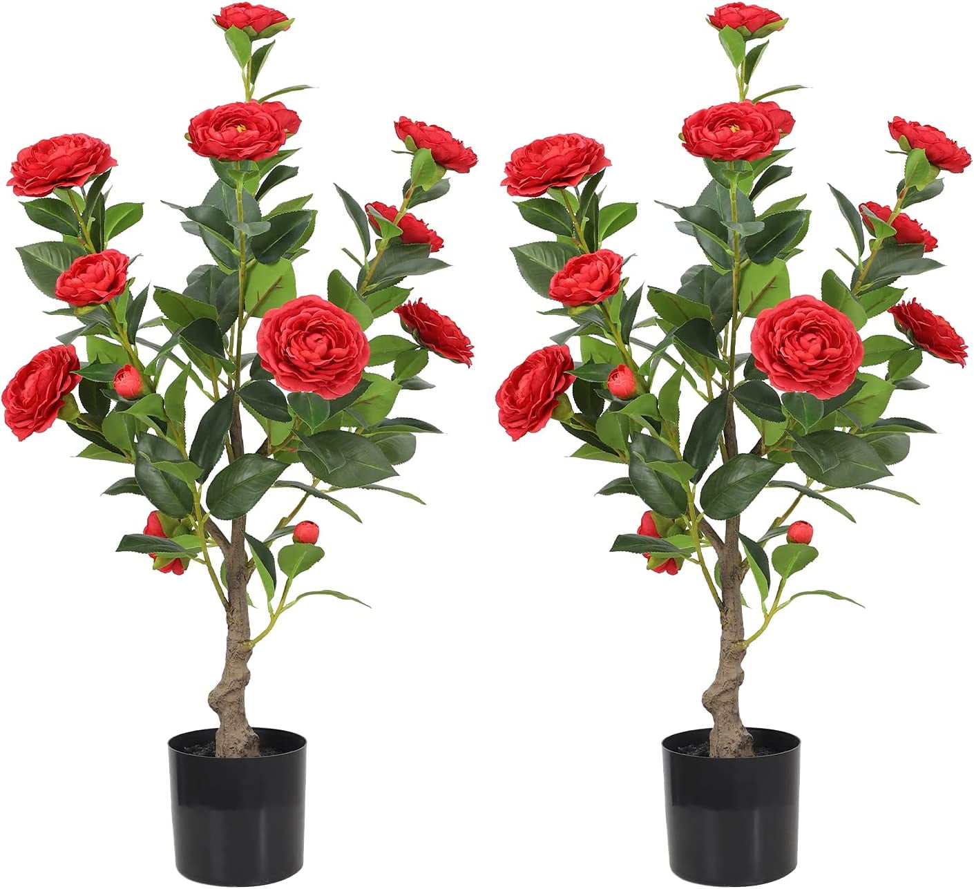 GUVSOETS Artificial Flower Trees Indoor , 【 2 Pieces 】 Faux Floral