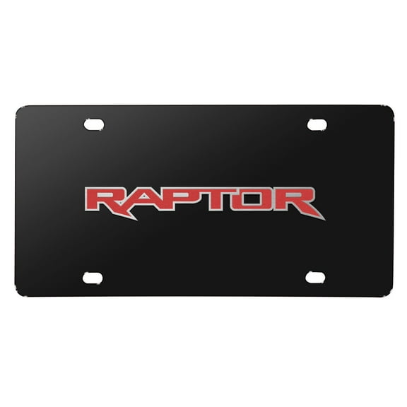 Ford 150 Raptor in Red 3D Black Stainless Steel License Plate