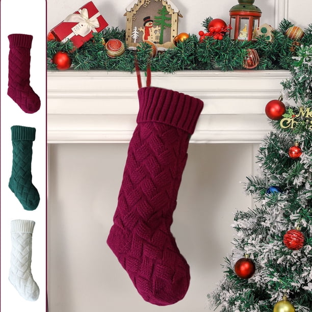 Calcetines navideños de punto de 45 cm para chimenea, ideales para colgar en la chimenea. Perfectos para niños, fiestas navideñas familiares. Calcetines grandes, decoración festiva navideña,