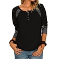 thumbnail image 1 of Elegante blusa informal para uso diario, cómoda túnica con botones de manga larga negra talla 3XL, 1 of 6