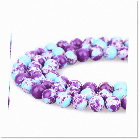 48pcs 8mm Stunning Purple-Blue Imperial Jasper Beads - Loose Gemstones for DIY Jewelry Making - Ideal for Bracelets, Necklaces, Earrings