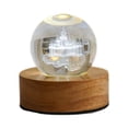 thumbnail image 1 of Lámpara de mesa Strade Fareast Limited Luz nocturna USB con base de madera y bola de cristal artificial, 1 of 8