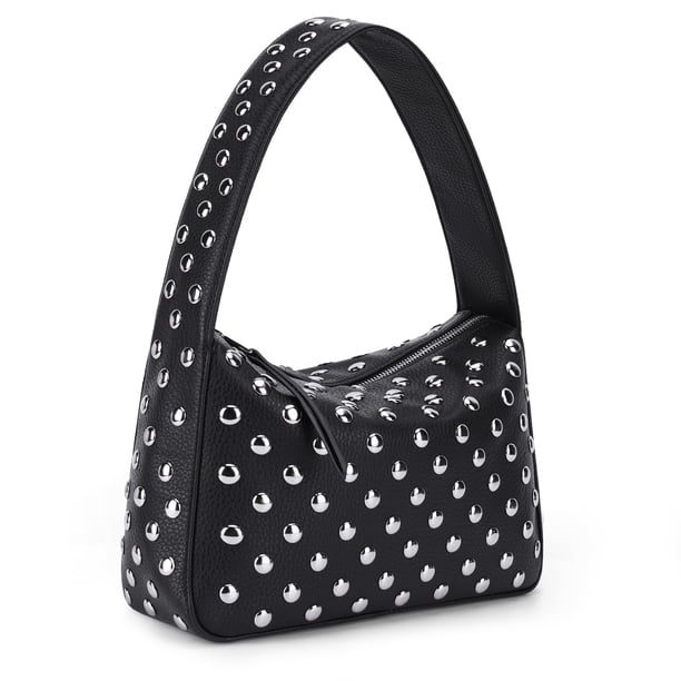 Bolso de hombro YFGBCX de cuero suave negro con tachuelas para mujer