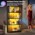 thumbnail image 6 of Display Cabinet with Glass Doors, 63" Tall Curio Cabinet with Human Sensor RGB LED Lights, 4-Tier Glass Display Case with 15mm Thick Shelves for Action Figures, Collectibles, Books - Black, 6 of 9