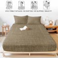 thumbnail image 5 of King Size Fitted Sheet Set - Brown 3 Piece Bedding Sets 16" Deep Pocket Fitted Sheet with 2 Pillowcases, Farmhouse Burlap Solid Beige Color Modern Linen Texture Brushed Microfiber Luxury Bed Sheets, 5 of 9