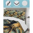 thumbnail image 4 of Palm Tree King Size Down Alternative Comforter, Lightweight Comforter Quilt Bedding Set with Pillow Shams Retro Summer Botanical Tropical Plant Leaves All Seasons Bed Comforter Duvet Insert 96"x106", 4 of 7
