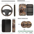 thumbnail image 7 of Binienty Aztec Brown Bear Automotive Seat Covers with 15 Inch Steering Wheel Cover Elastic Center Console Cushion Anti-Slip Seat Belt Pads 14 Piece Car Interior Decor Set, 7 of 7