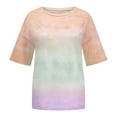 thumbnail image 4 of YOTAMI Tie Dye Shirts for Women Plus Size Fashion Summer Short Sleeve Tops Trendy Crew Neck Loose Fit Casual Blouses Orange, 4 of 5