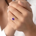 thumbnail image 2 of PEORA 14K Yellow Gold Pear Shape Amethyst and Lab Grown Diamond 3 Stone Trellis Ring, 1.30 Carats total, Size 9.5, 2 of 5