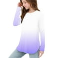thumbnail image 7 of Efsteb Girls Long Sleeve Shirts Hem Side Slit T-Shirts Casual Soft Lightweight Long Sleeve Gradient Print Crew Neck for All-Season Styles（Purple，7 Years）, 7 of 7