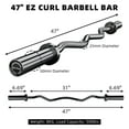 thumbnail image 3 of EZ Curl Barbell Bar 47" - Black Olympic Curl Bar with 2 Spring Collars, 2-Inch Plates, for Home Gym, Strength Training, Biceps, Squats & Hip Thrusts (1-Pack), 3 of 8