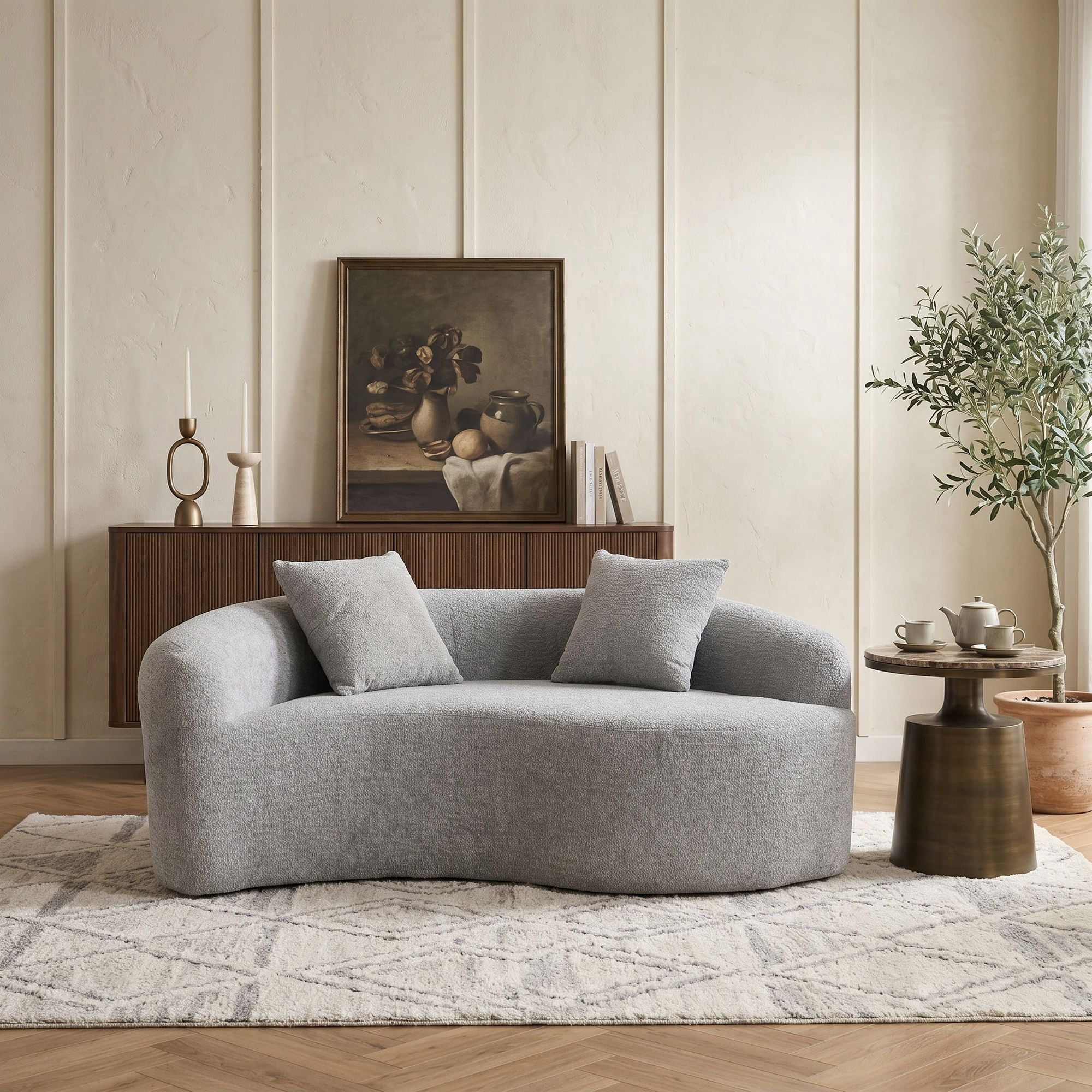 Sailvan S-Curved Chenille Sofa Loveseat, Dual-Depth, No Assembly, Compact for Small Spaces