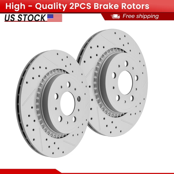 ACB ZONE Rear Brake Rotors Set for Volvo XC90 2003-2014 Sport Utility 5Lug, Drilled & Slotted Disc Rotors Kit (980276)