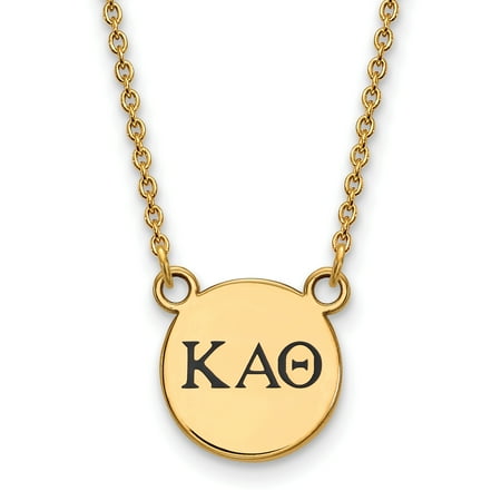 Sterling Silver w/ 14K Yellow Gold-Plated 18in Official Licensed Greek Sororities Kappa Alpha Theta (???) XS Enamel Pendant w/Necklace