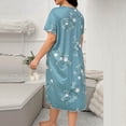 thumbnail image 5 of Sakmal Moomoos for Women Short Sleeve Sleepwear Lightweight Crew Neck Floral Ladies Nightgown 2XL, 5 of 5