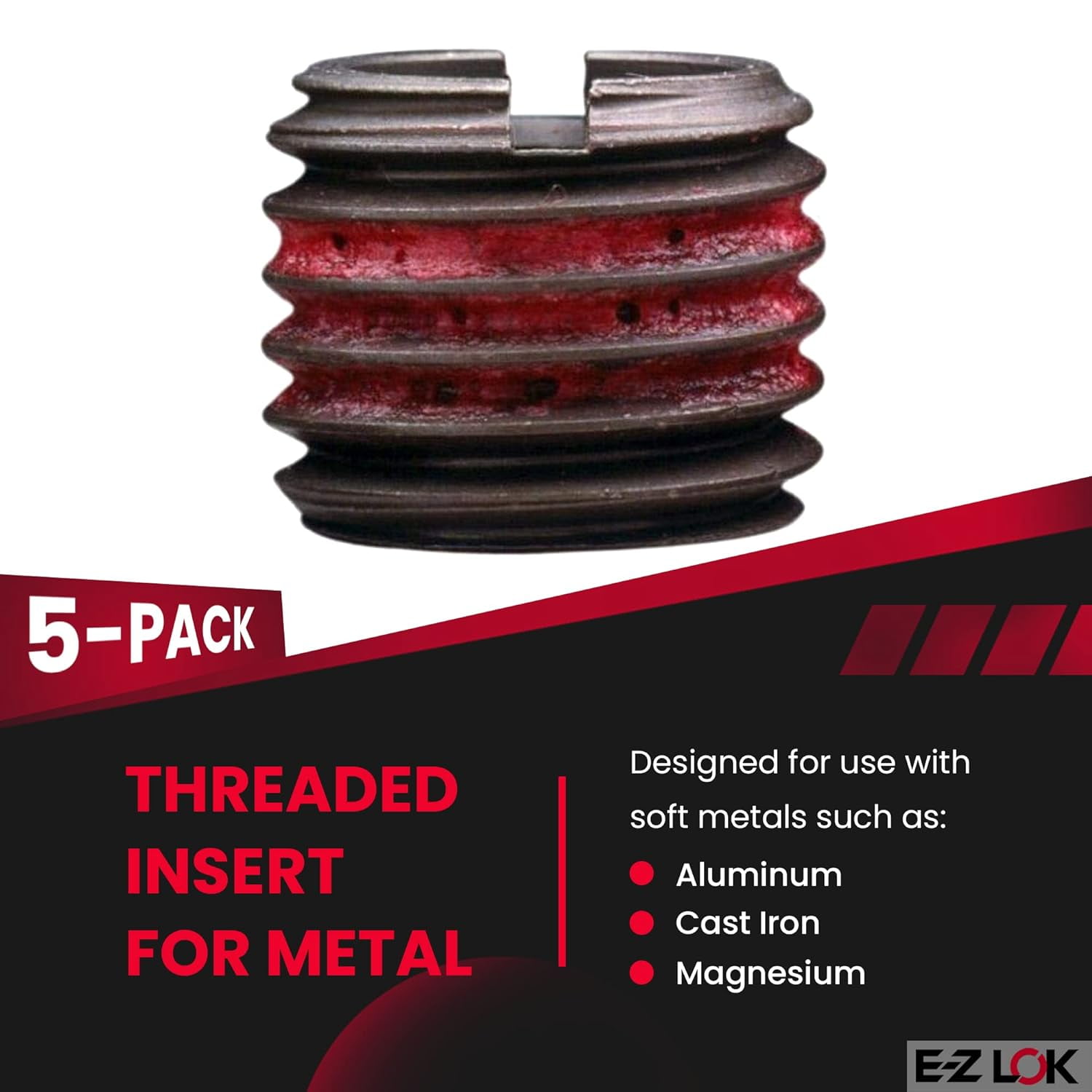 Heavy Wall Self Locking Thread Insert, 7/8"-14 Int Thrd Sz, Carbon Steel, 5 PK 329-1414-PK5