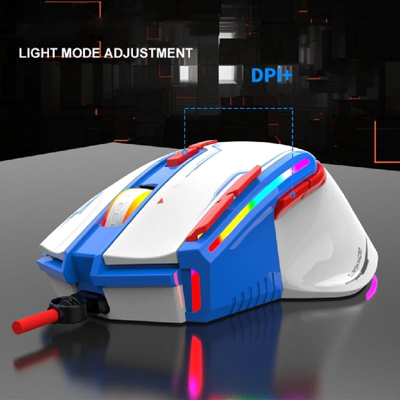 Zeiwohndc RGB USB Wired Gaming Mouse Macro Programming 6400DPI 9 Buttons Programmable