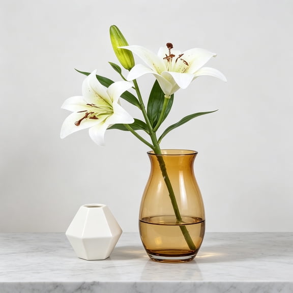 Cheapark Lily Flower Bouquet Artificial Lily Stem 2 Pack Silk Floral Decor for Home Wedding Vase Table Centerpiece Gift