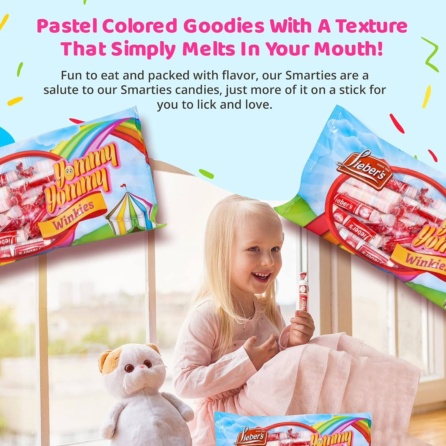 Lieber's Smarties Assorted Flavored Hard Candy Rolls, Party and Parade Favorite, Individually Wrapped, 2 Pack, 9 oz