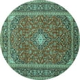 thumbnail image 1 of Ahgly Company Machine Washable Indoor Round Persian Turquoise Blue Traditional Area Rugs, 6' Round, 1 of 4
