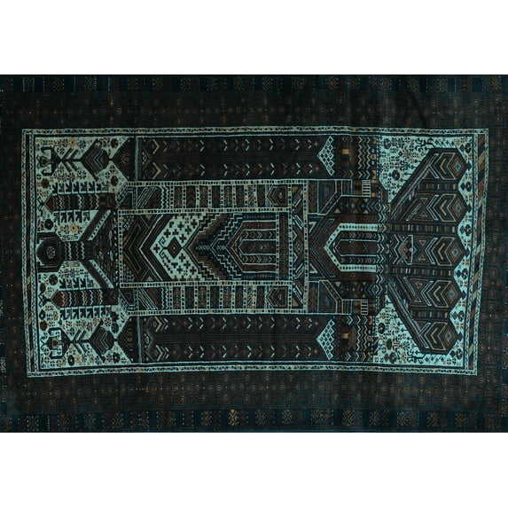 Ahgly Company Indoor Rectangle Persian Light Blue Traditional Area Rugs, 8' x 10'