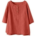 thumbnail image 5 of Women's 3/4 Sleeve Cotton Linen Jacquard Blouses Top T-Shirt, Limited Time Under 10 Dollars SA-461, 5 of 6
