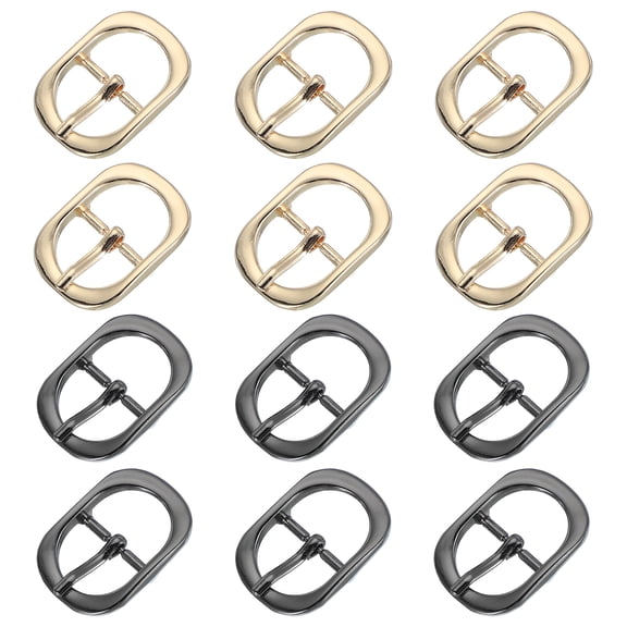 Uxcell Single Prong Belt Buckle, Metal Center Bar Oval Replacement Buckle for Belt Purse Making Leather Hardware Black/Light Gold 3/4 Inch