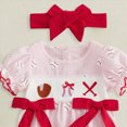 thumbnail image 4 of Xudanell Preemie Girl Clothes Baby Girls Summer Jumpsuits Cute Cartoon Bow Print 2 Piece Set with Romper and Headband Casual Wear Red 6-9 Months, 4 of 4
