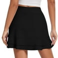 thumbnail image 4 of Womens 16" Skorts Tennis Golf Skirt with Pockets Ruffled Stretchy High Waisted Athletic Running Skirts, Black 2XL, 4 of 8